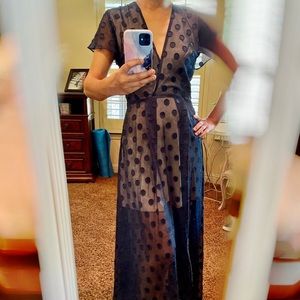 Navy blue polka dot dress. NWT from Off 5th.